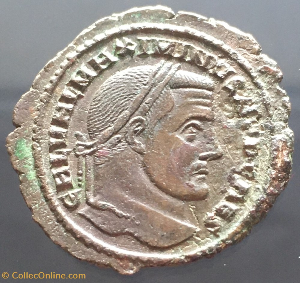 monnaies antiquite jc ap romaines republicaines imperiales follis de maximin ii daia salvis avgg et caess fel kart i b