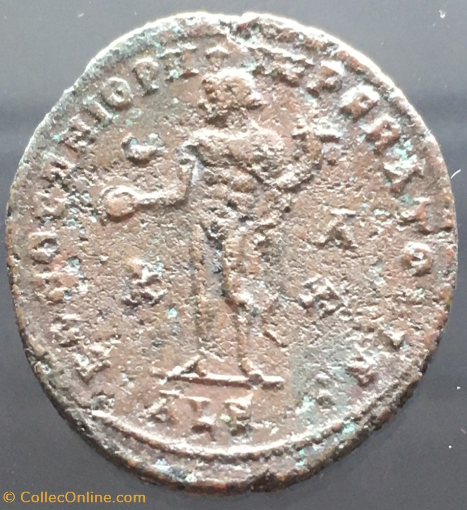 Follis de Maximin II Daia - BONO GENIO PII IMPERATORIS / CROISSANT / K P / DELTA / ALE monnaies antiquite av jc ap romaines republicaines imperiales follis de maximin ii daia bono genio pii imperatoris croissant k p delta ale