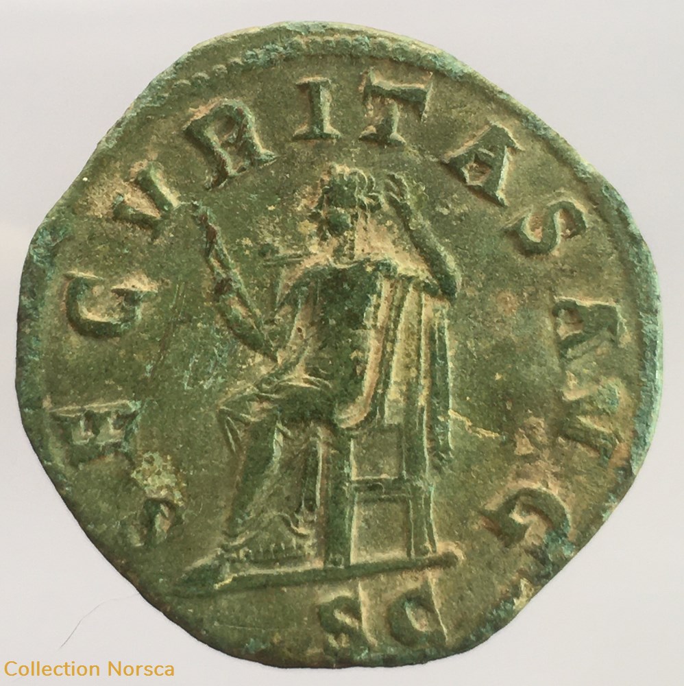 Sesterce Gordien III SECVRITAS AVG monnaie antique jc ap romaine republicaine imperiale sesterce gordien iii secvritas avg