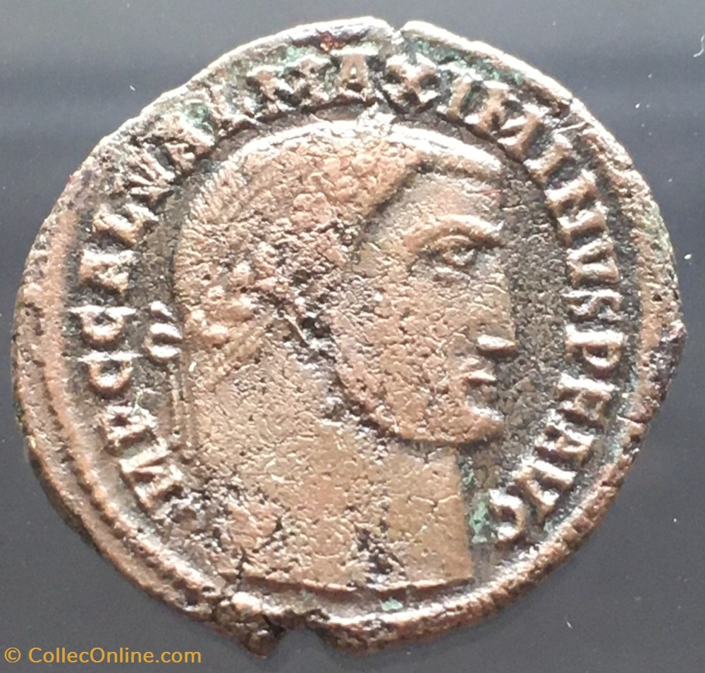Follis de Maximin II Daia - GENIO IMPERATORIS / CROISSANT / K / B P / ALE monnaies antiquite av jc ap romaines republicaines imperiales follis de maximin ii daia genio imperatoris croissant k b p ale