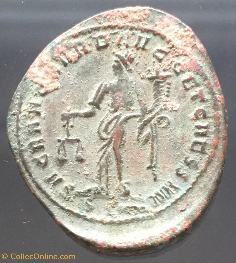 Follis de Maximien Hercule - SACRA MONET AVGG ET CASS NOSTR/ -|-// ST monnaies antiquite jc ap romaines republicaines imperiales follis de maximien hercule sacra monet avgg et cass nostr st