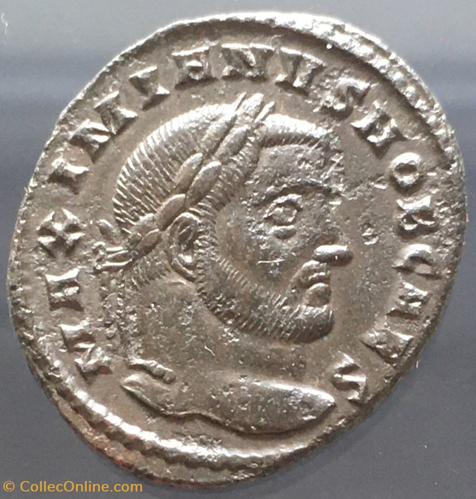 monnaies antiquite jc ap romaines republicaines imperiales follis de maximien galere sacra monet avgg et caess nostr pt