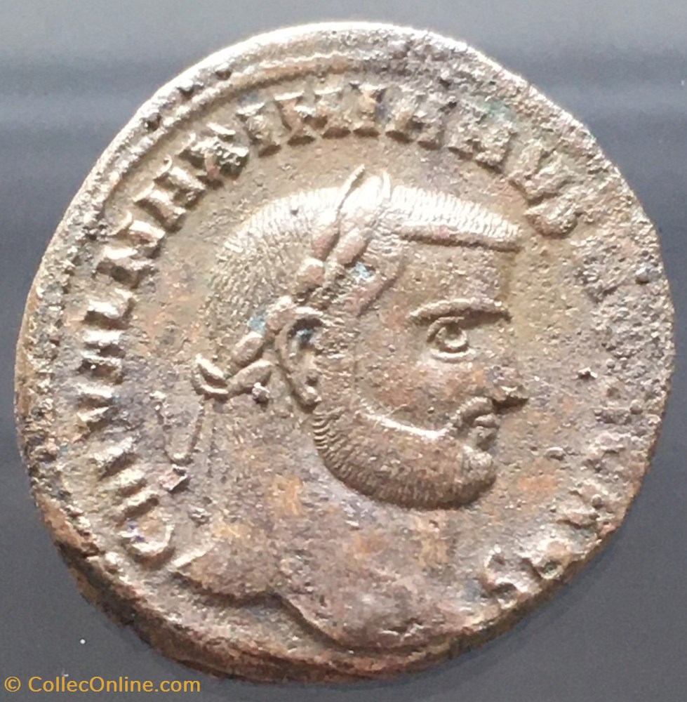 Follis de Maximien Galère - GENIO POPVLI ROMANI / B / ALE monnaies antiquite av jc ap romaines republicaines imperiales follis de maximien galere genio popvli romani b ale