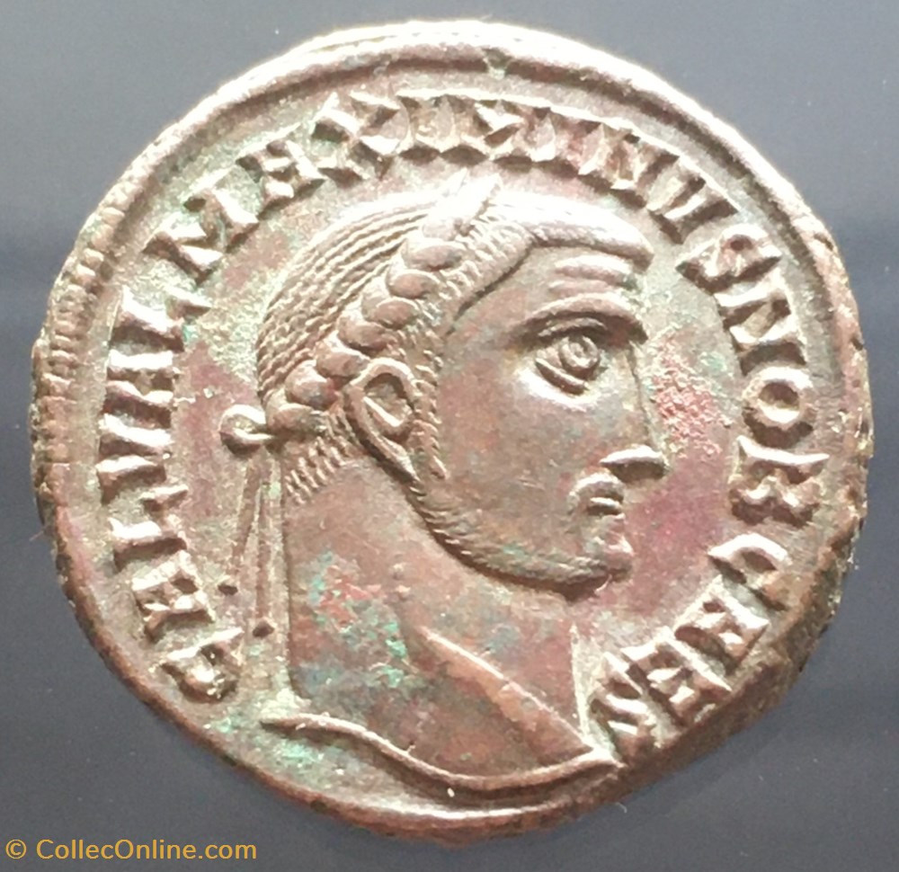 Follis de Maximin II Daia - GENIO CAESARIS / K / S P / ALE monnaies antiquite av jc ap romaines republicaines imperiales follis de maximin ii daia genio caesaris k s p ale