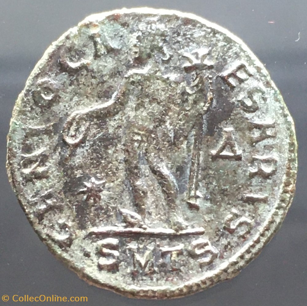 Follis de Maximin II Daia - GENIO CAESARIS / ETOILE / DELTA / SM.TS monnaies antiquite av jc ap romaines republicaines imperiales follis de maximin ii daia genio caesaris etoile delta sm ts