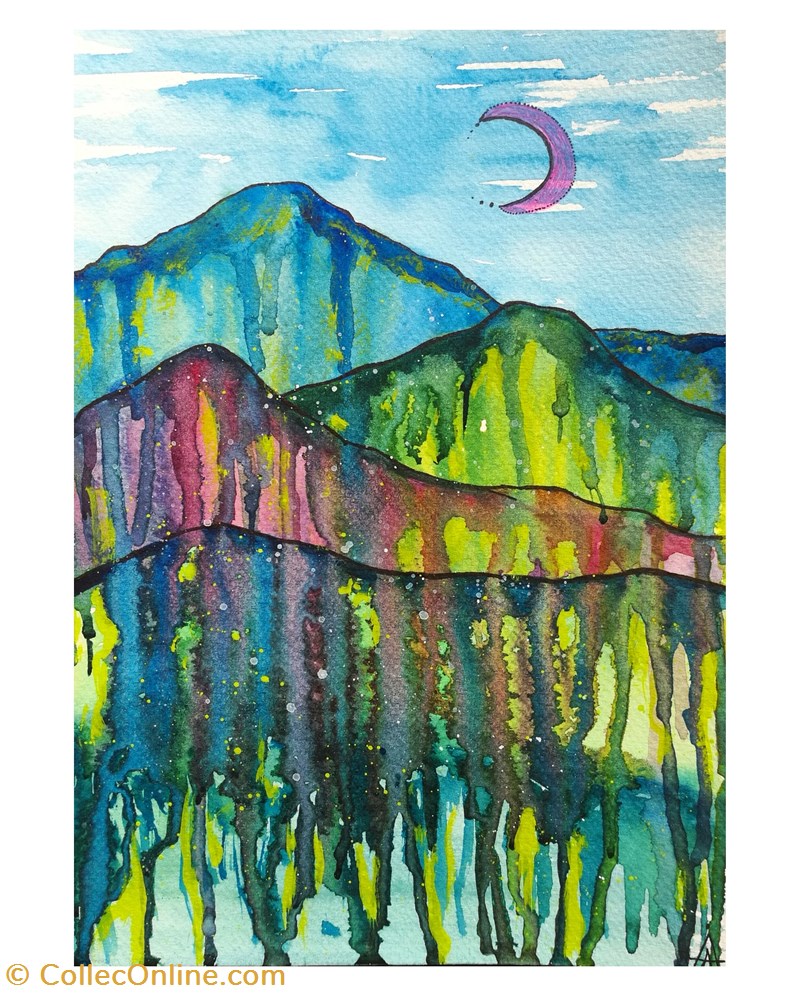 art antiquity painting drawing into the mountains