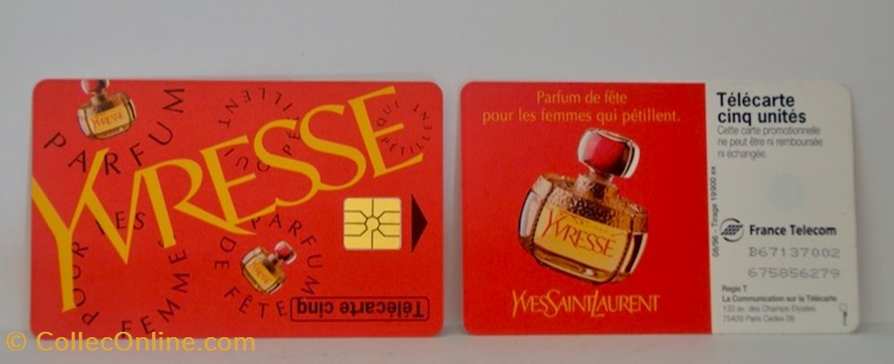 SAINT-LAURENT Yves - Yvresse Carte téléphone parfums beaute miniatures saint laurent yves yvresse carte telephone