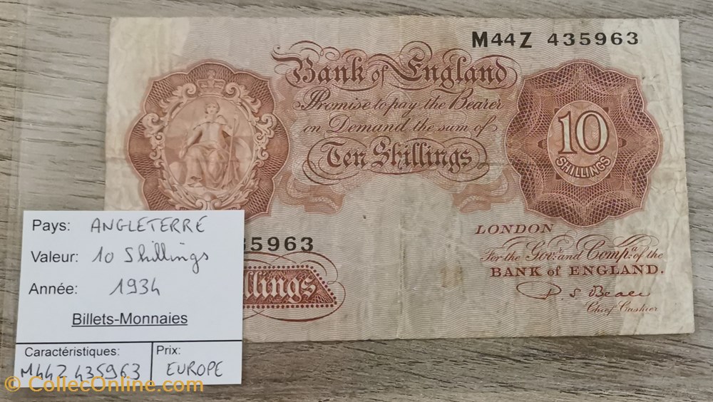 ANGLETERRE - 10 Shillings billets europe royaume uni angleterre 10 shillings