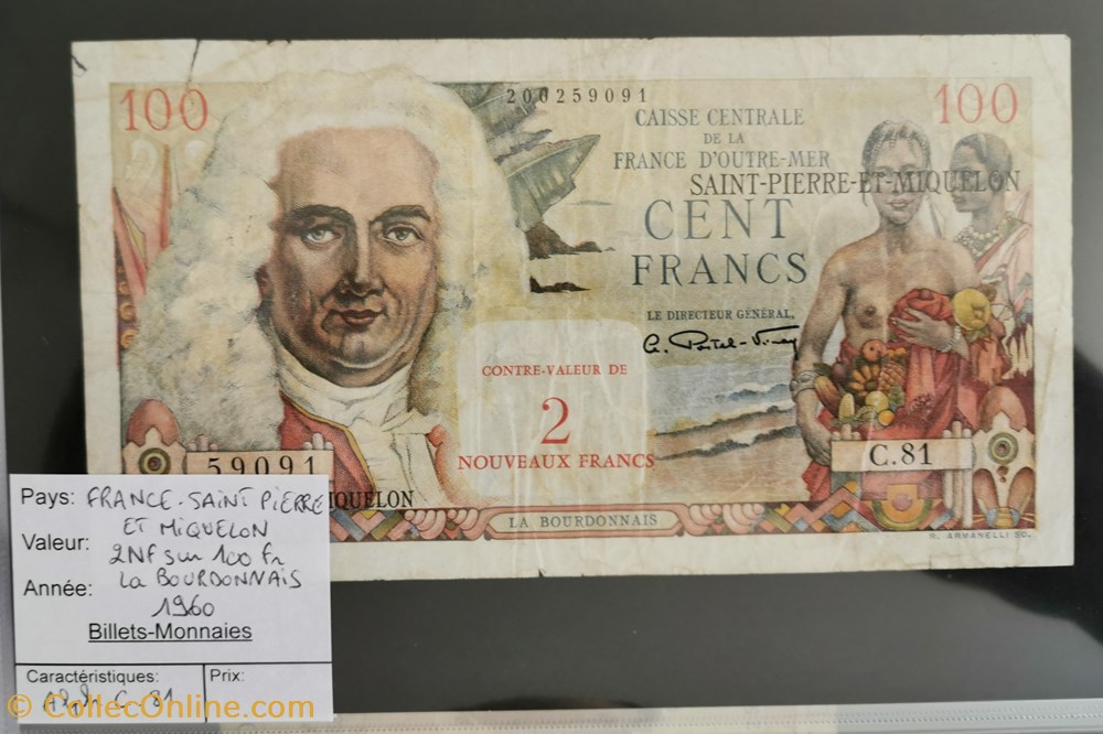 2 NF sur 100 francs Saint Pierre et Miquelon billet amerique du nord 2 nf sur 100 francs saint pierre et miquelon