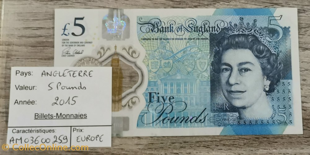 ANGLETERRE - 5 Pounds billets europe royaume uni angleterre 5 pounds