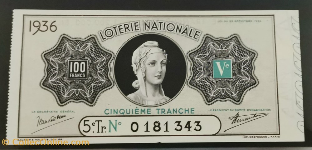 Billet de Loterie Nationale vieux papiers billets billet de loterie nationale