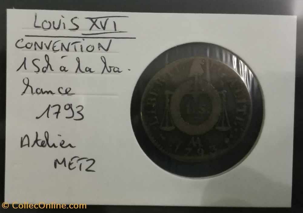 LOUIS XVI Convention 1 sol à la balance 1793 monnaie france royale louis xvi convention 1 sol a la balance 1793