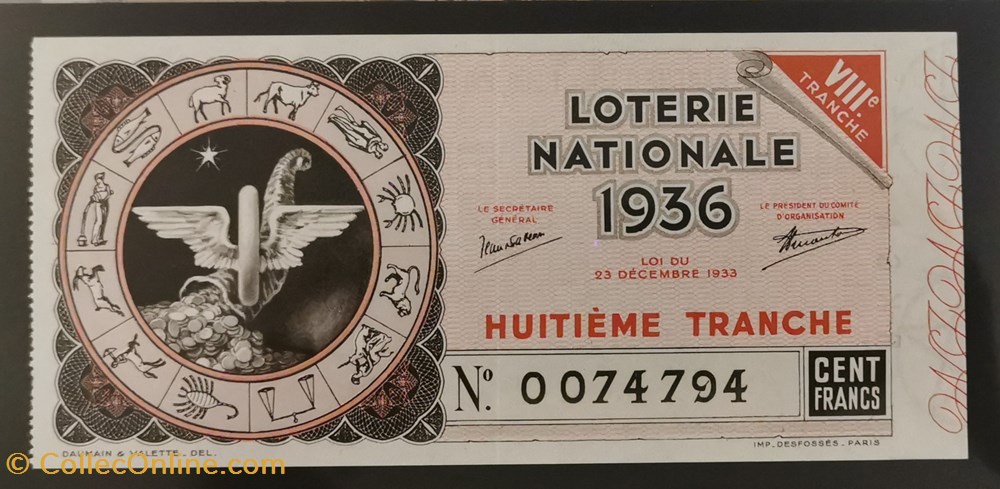 Billet de Loterie Nationale vieux papiers billets billet de loterie nationale