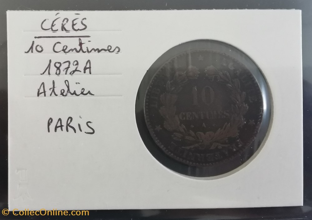 CERES 10 centimes 1872 A monnaie france moderne ceres 10 centimes 1872 a