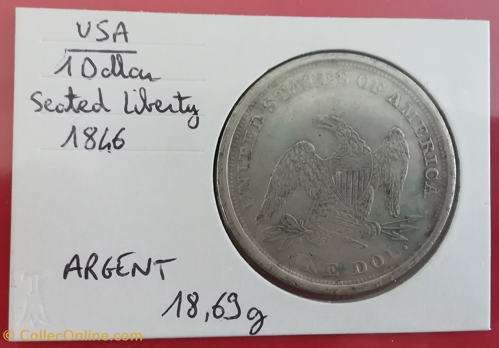 USA 1 dollar Seated Liberty 1846 monnaie monde etat uni usa 1 dollar seated liberty 1846