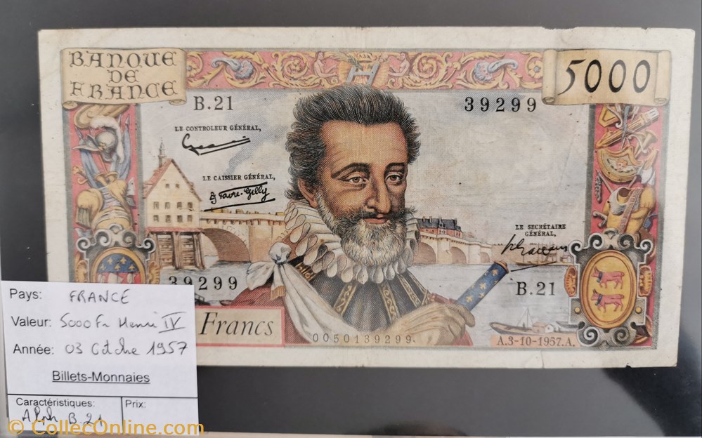 billet europe france 5000 francs henri iv