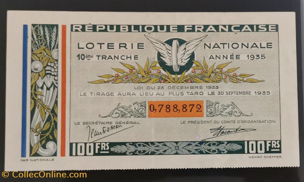 vieux papiers billets billet de loterie nationale