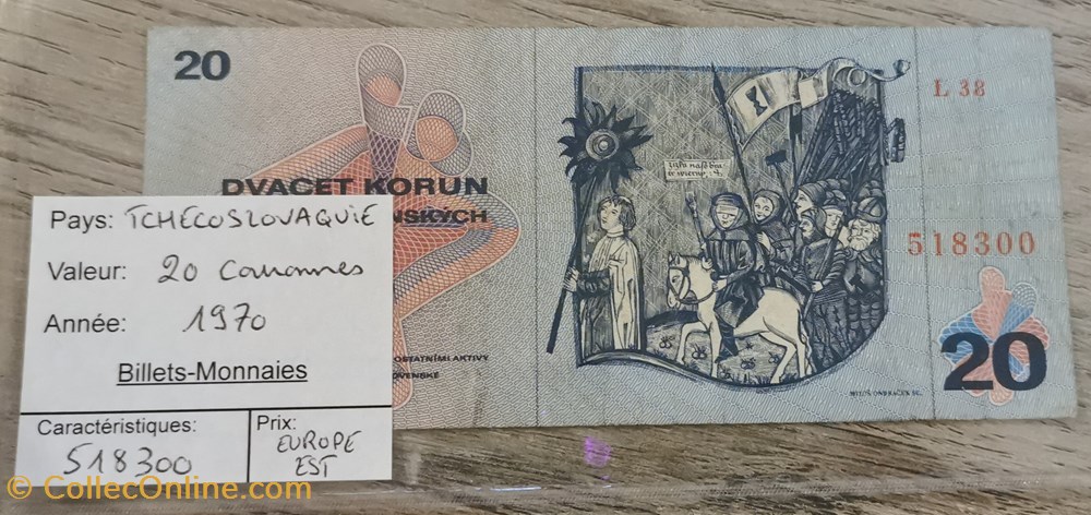TCHECOSLOVAQUIE - 20 Couronnes billets europe tchecolovaquie tchecoslovaquie 20 couronnes