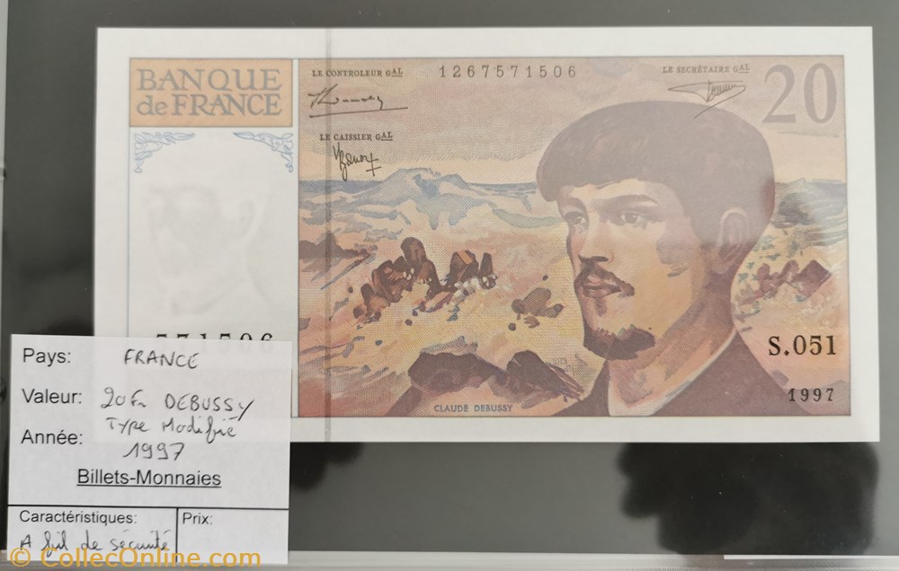 20 francs Debussy billet europe france 20 francs debussy