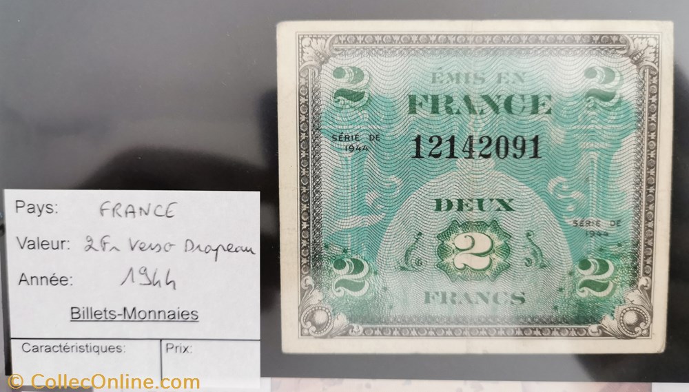 billet europe france 2 fr verso drapeau