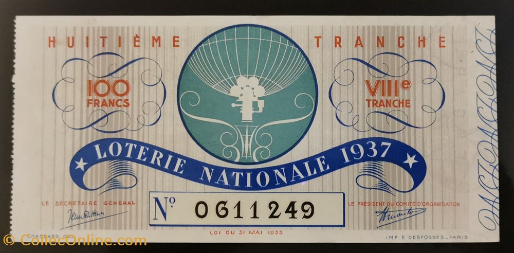 Billet de Loterie Nationale vieux papiers billets billet de loterie nationale