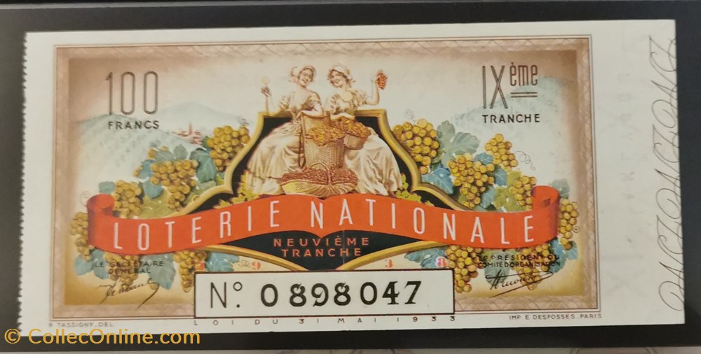 vieux papiers billets billet de loterie nationale