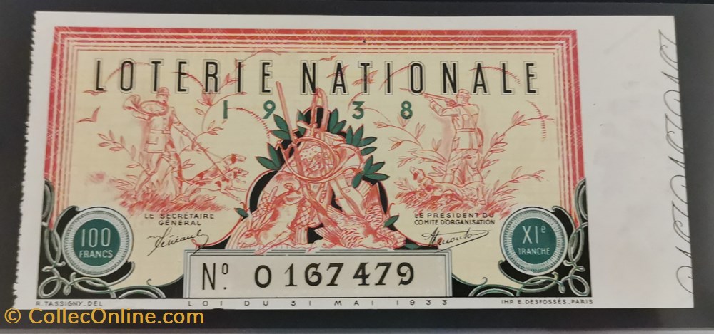 vieux papiers billets billet de loterie nationale