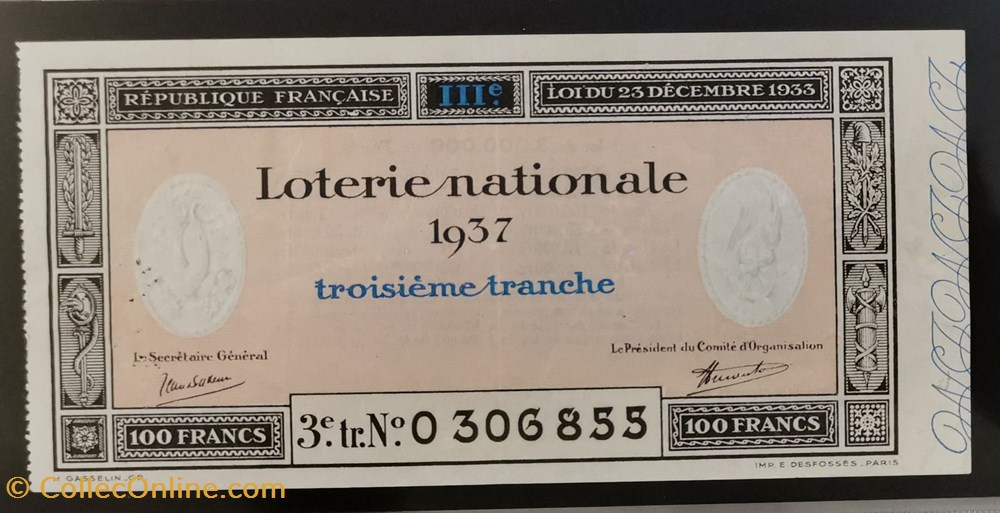 Billet de Loterie Nationale vieux papiers billets billet de loterie nationale