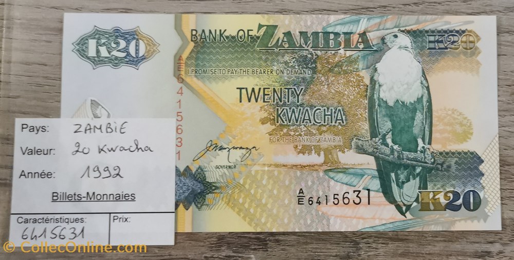 billets afrique zambie 20 kwacha