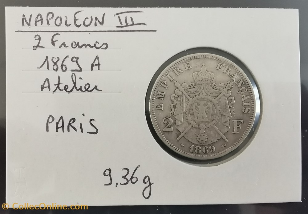 NAPOLEON III 2 francs 1869 A monnaie france moderne napoleon iii 2 francs 1869 a