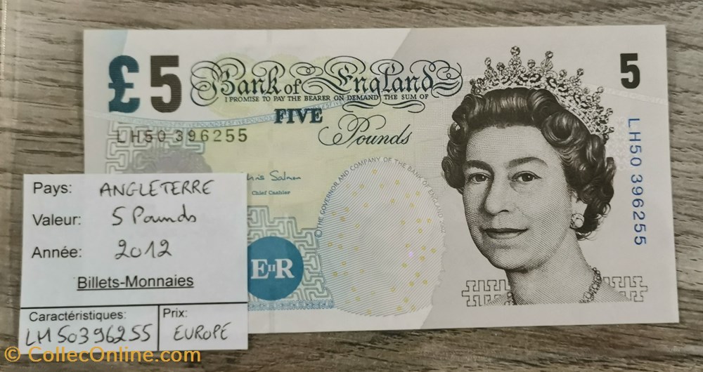 ANGLETERRE - 5 Pounds billets europe royaume uni angleterre 5 pounds