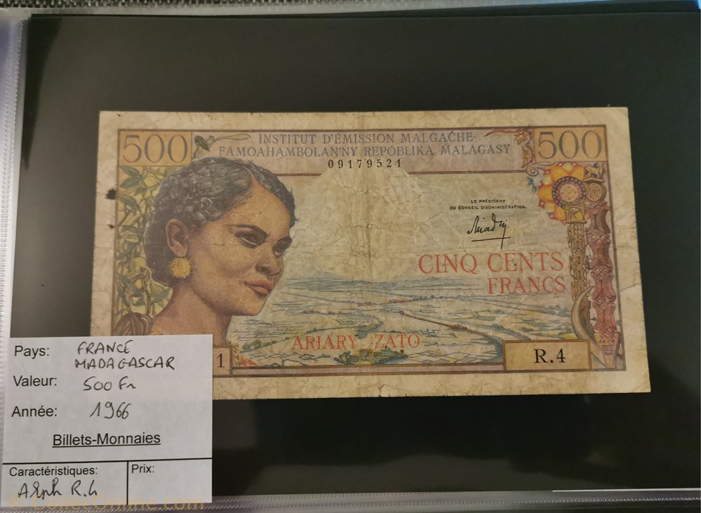 500 francs Madagascar billet afrique 500 francs madagascar
