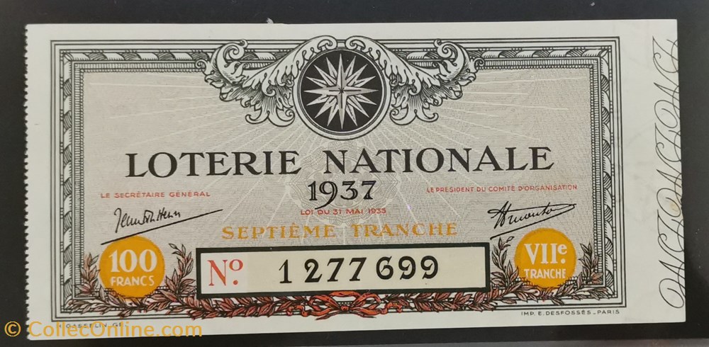 Billet de Loterie Nationale vieux papiers billets billet de loterie nationale