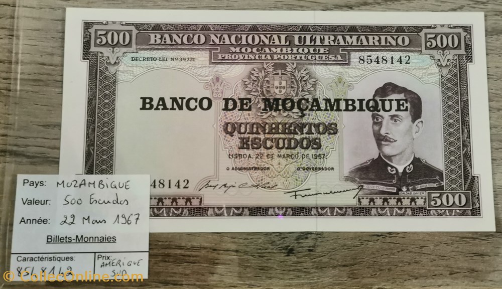 billets afrique mozambique 500 escudos
