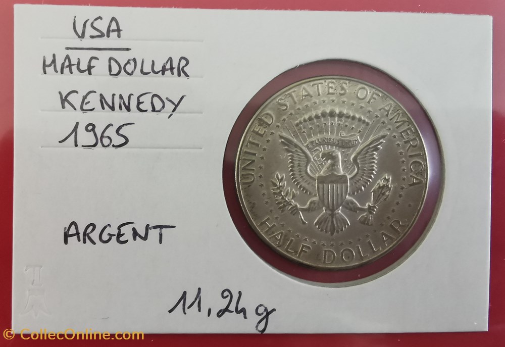 USA Half Dollar Kennedy 1965 monnaie monde etat uni usa half dollar kennedy 1965