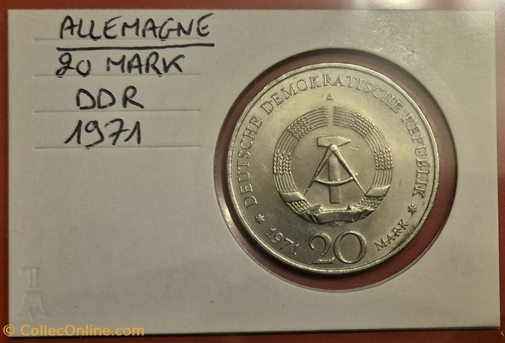 monnaies monde allemagne 20 mark ddr 1971