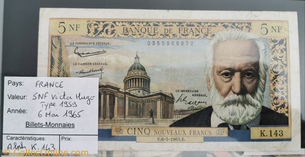 5 NF Victor Hugo billet europe france 5 nf victor hugo