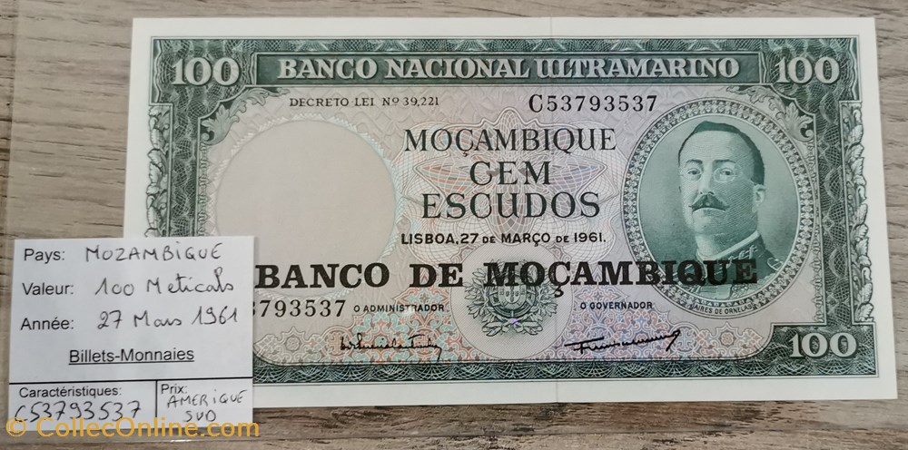MOZAMBIQUE - 100 Escudos billets afrique mozambique 100 escudos