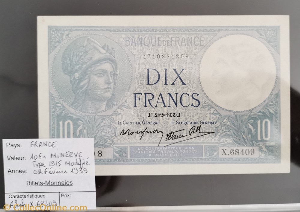 10 francs Minerve billet europe france 10 francs minerve