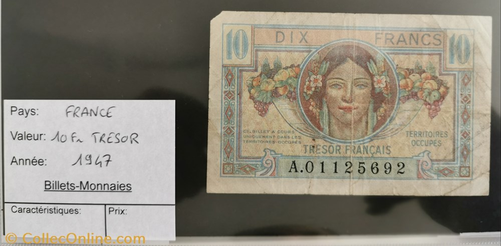 billet europe france 10 francs tresor francais