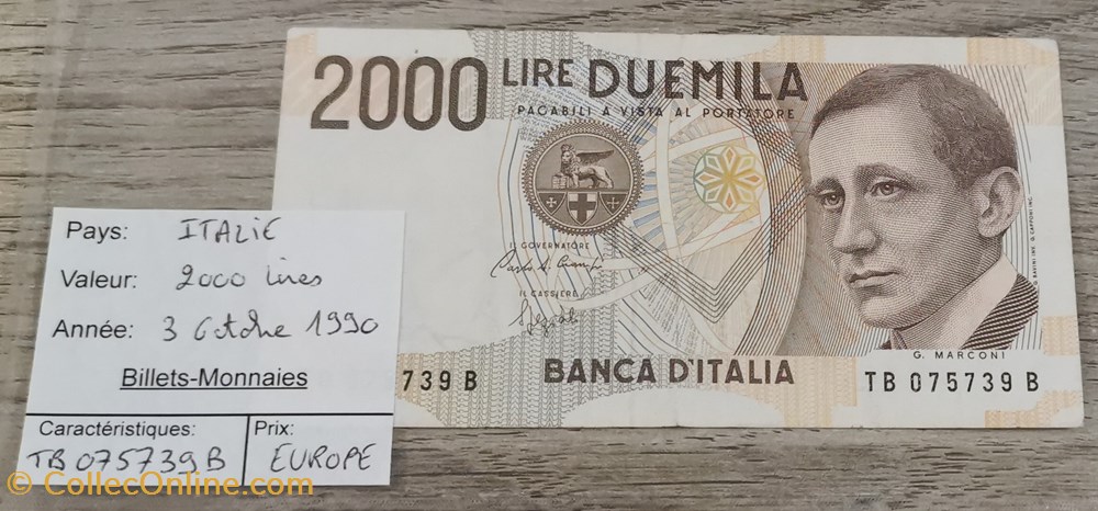billets europe italie 2000 lires