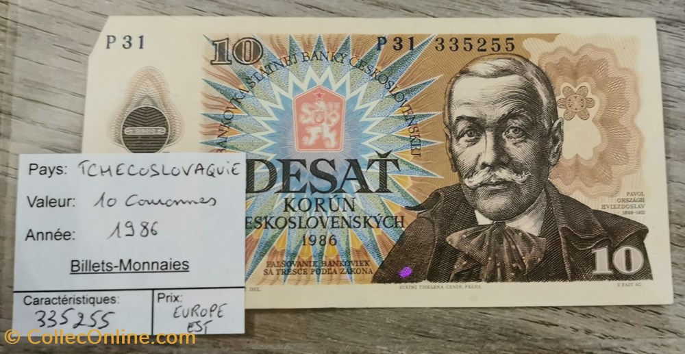 TCHECOSLOVAQUIE - 10 Couronnes billets europe tchecolovaquie tchecoslovaquie 10 couronnes
