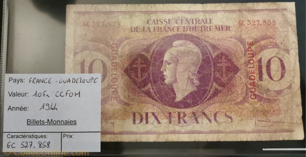 10 francs Guadeloupe billet amerique du nord 10 francs guadeloupe