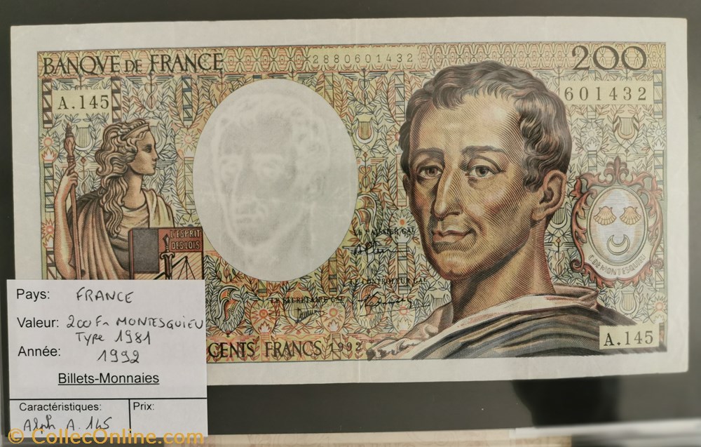 200 francs Montesquieu billet europe france 200 francs montesquieu