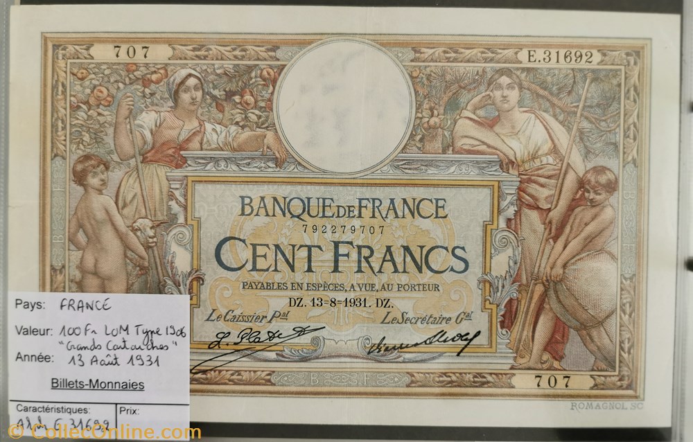 billet europe france 100 francs lom