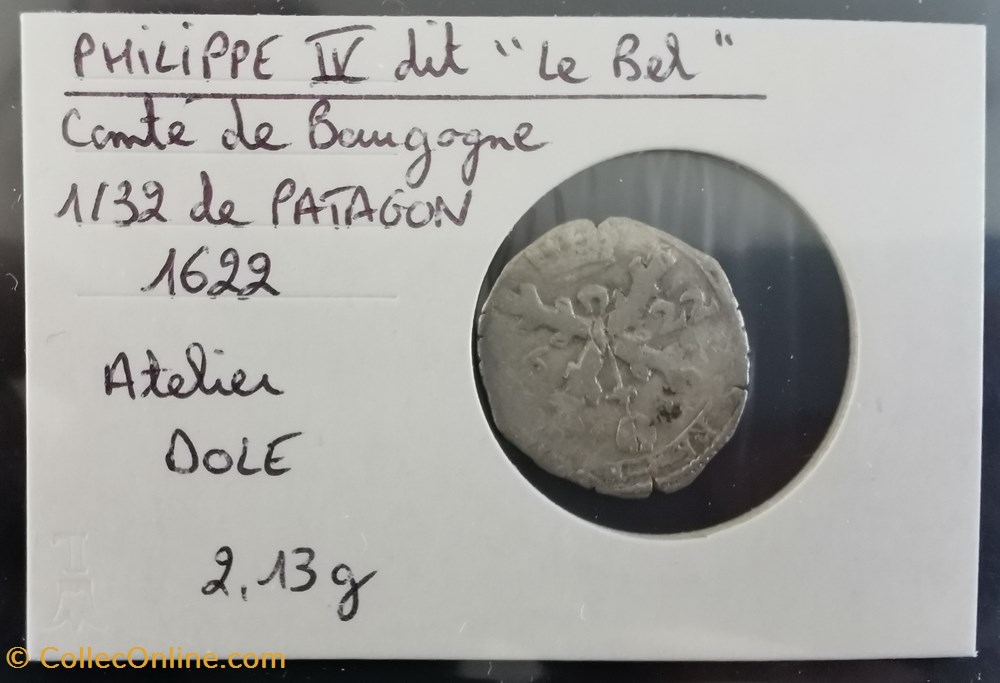 PHILIPPE IV Comté de Bourgogne 1-32 de Patagon 1622 monnaie france royale philippe iv comte de bourgogne 1 32 de patagon 1622
