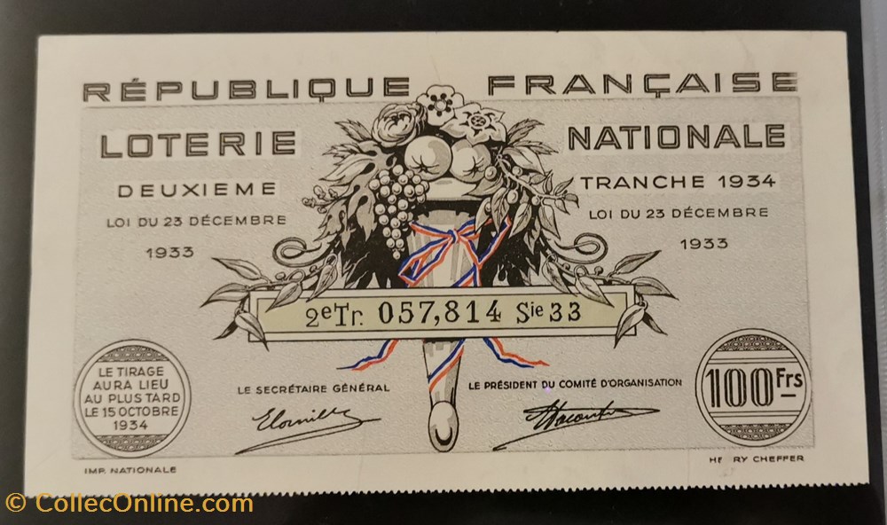 Billet de Loterie Nationale vieux papiers billets billet de loterie nationale