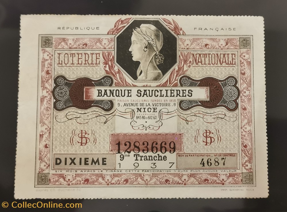 Billet de Loterie Nationale vieux papiers billets billet de loterie nationale
