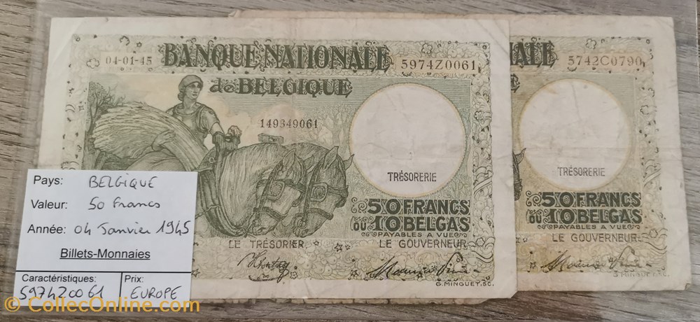 billets europe belgique 50 francs