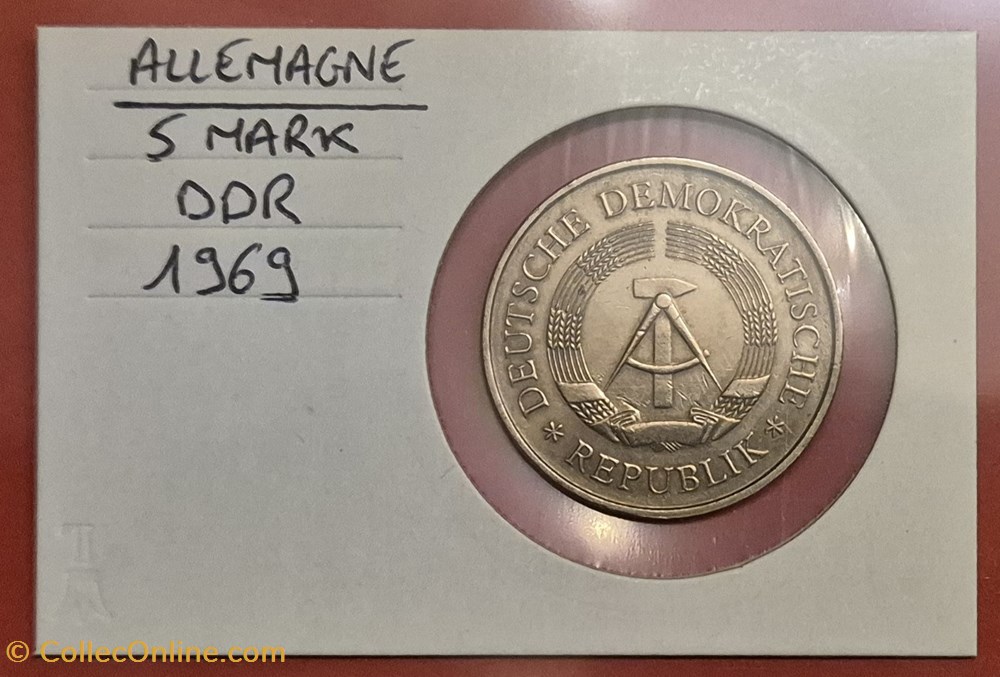 monnaies monde allemagne 5 mark ddr 1969